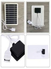 1/2/4片装 2W 5V 太阳能板，户外徒步露营便携式电池移动电源充电板，带 USB 接口，柔性太阳能充电器 - 黑色 - 查看 9