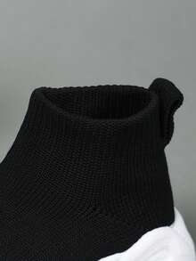 Kids' Simple Style Long Tube Breathable Durable Fabric Sports Shoes - Black - View 9