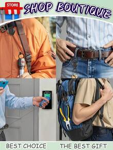 Llavero táctico con cremallera automática para exteriores, broche multifuncional con colgante, estuche retráctil de acero de 23.6 pulgadas, adecuado tanto para hombres como para mujeres, herramienta antirrobo multifuncional, portaplacas táctico, apto para actividades de camping, pesca, caza y golf.