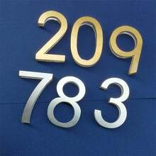 1pc Premium Brushed Metal Transparent Number Adhesive Door Plate, 75mm/2.95 Inch House Number, Suitable For Mailbox 0 To 9, DIY Wall Decor Number