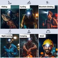 1PC Portable LED Headlamp XPE+COB Headlight Induction 18650 Battery USB Rechargeable Waterproof Camping Torch Powerful Head Lamp