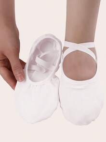 Women's White Ballet Shoes And Breathable Canvas Dance Practice Slippers - White - View 6