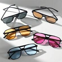 Women's Plastic Multicolor Double Bridge Casual Hip-Hop Music Festival Party Fashion Glasses Suitable For Daily Wear - màu đen - Xem 1
