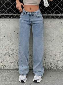 Teen Girl Casual Versatile Solid Color Jeans - Light Wash - View 3