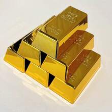 1 件迷你假金条创意金砖仿真空心金条电影道具新奇搞笑礼物装饰道具派对玩具 - 金色 - 查看 9