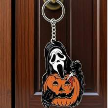 Decorațiune cu pandantiv cu lanț acrilic în formă de diavol de groază de Halloween, potrivită pentru cheile mașinii, rucsacuri