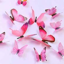 Pink Butterfly Wall Decals 24 Pcs 3D Removable Waterproof Stickers For Home And Room Decoration, Room Decor, Fall Decor, Birthday Decorations, Cruise Accessories,Cruise Door Decoration Christmas Decorations Home Christmas Gifts Christmas Decor