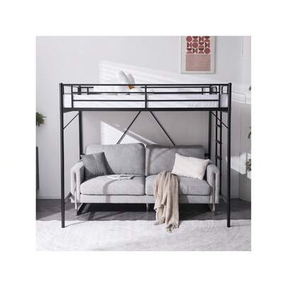 Metal Loft Bed With Built-In Ladders Loft Bed Full Size For Adults Kids Teens