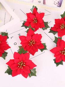 1/5pcs Christmas Flower Head Hanging Ornaments Simulated Poinsettia Decoration Home Wall Hanging Simulated Flowers Home Room Office Decor, Flower Arrangements Artificial Centerpiece, Outdoor Garden Yard Decor, Wedding Birthday Bridal Shower Decor Home Decor Christmas Decorations Room Decor