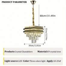 1pc Modern Crystal Pendant Light, Gold Chandelier, 3-Tier Round Crystal Ceiling Light, Elegant Contemporary Flush Mount Lighting Suitable For Bedroom, Hallway, Bar, Living Room, Dining Room, Farmhouse, E27 Socket (Bulb Not Included) - Crystal Chandelier - View 8