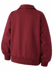 Boys' Casual Button & Zipper Red Jacket - Burgundy - View 2