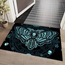 1pc Halloween Pattern Crystal Velvet Rug Doormat, Non-Slip Dirt-Resistant Decorative Entryway Carpet, Washable