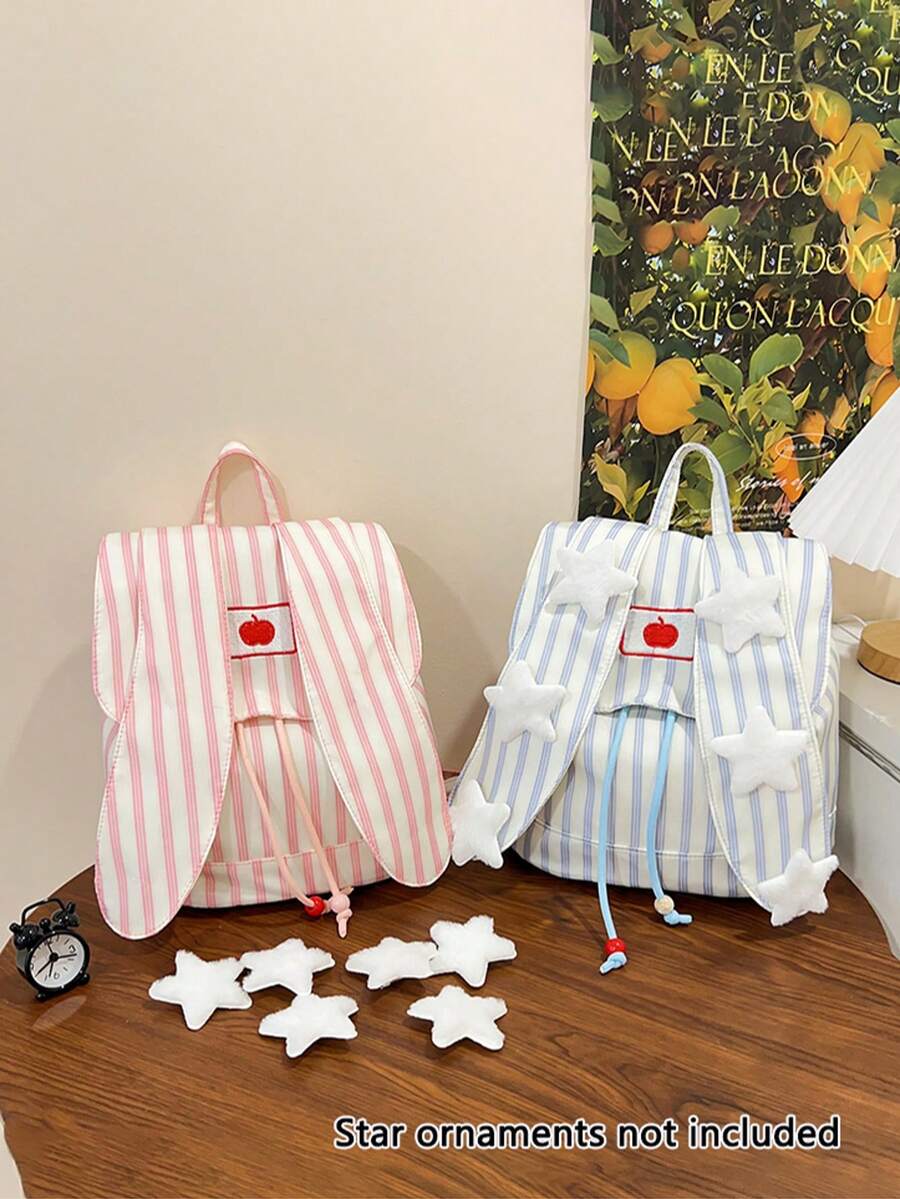 1 Stück College-Stil Rucksack mit süßen Hasenohren, großes Fassungsvermögen, vielseitiger Pendler-Rucksack für den Außenbereich, geeignet für alle Gelegenheiten, leichter Rucksack für den Schulstart, verstellbare Schultergurte, bequem und vielseitig, geeignet für Ausgehen, Outdoor, täglichen Gebrauch, ideal als Geschenk zum Schulstart (Sternanhänger nicht enthalten) - Rucksack mit Hasenohren - Übersicht 1