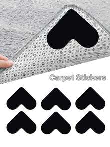 1/4/8pcs Rug Gripper Carpet Stickers, Rug Gripper For Hardwood Floors, Anti Slip Rug Tape Reusable Washable Rug Stickers, Arpet Anti-Slip Sticker Double-Sided Reusable Traceless Rug Post Pad Pu Washable Grip Tape, For Area Rugs Keep Corners Flat, Black, For Living Room Dining Room Bathroom Rugs, Prevent Rugs From Moving And Rolling Edges, Back To School Supplies, Necessary Home Essential.