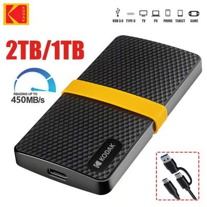  Kodak Portable SSD 1TB Type-C USB3.1 External Solid State Drive 512GB 256GB Mini Hard Disk For Desktop/Laptop/Smartphone