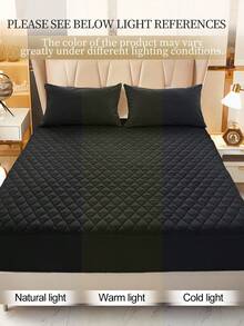 1pc Fitted Sheet, Bedding, Bed Sheet, Waterproof  Fitted Sheet, Skin-Friendly Mattress Cover, Soft And Comfortable Bedding For Bedroom, Room Decor, Halloween Decor, Christmas Decoration, 11.8 Inch Deep Pocket Cooling Breathable Quilted Fitted Sheet For All Seasons, For Single, Twin, Full, Queen And King Size, Solid Color Mattress Protective Cover, Dustproof, Comfortable And Machine Washable - 彩色 - 查看 11