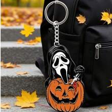 Decorațiune cu pandantiv cu lanț acrilic în formă de diavol de groază de Halloween, potrivită pentru cheile mașinii, rucsacuri