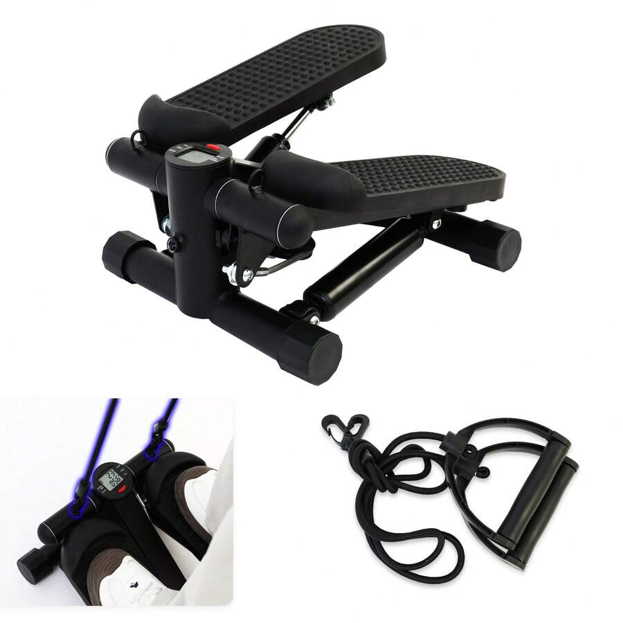 Steppers For Exercise At Home,Stair Stepper Mini Stepper For Exercise At Home, Stair Step Workout Machine With Resistance Band LCD Monitor, Over 220lb Weight Capacity, At Home Workout Equipment - Black - View 1