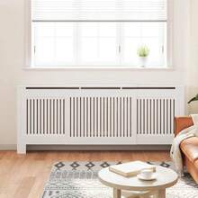 vidaXL Cubierta de radiador de MDF de 205 cm - Blanco - Ver 3