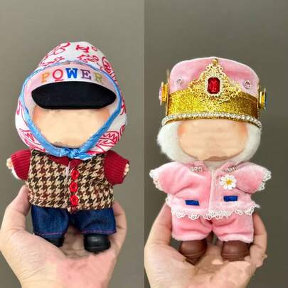 4 件套 17 厘米拉布布娃娃专用衣服、拉布布第 1、2、3 代娃娃服装和时尚服装套装