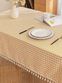 1/32pcs Japanese Style Plaid Tassel Pendant Tablecloth, Rectangular Tablecloth For Living Room, Kitchen, Dining Room, Party, Dining Table Decor - Nhiều màu - Xem 12