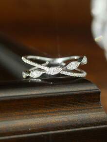 1pc S925 Sterling Silver White Zirconia Ring, Elegant & Minimalist Design, Suitable For Girls Daily Wear, Holiday & Party Gift