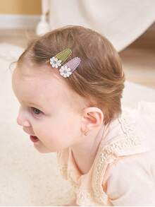 50/20/10 件装女婴可爱幼儿花朵图案按扣发夹 - 儿童 BB 夹布艺刺绣水滴夹、印花发夹婴儿刘海夹、头饰发饰 约 3.81 厘米 迷你发夹和配饰 适合女婴、婴儿、幼儿