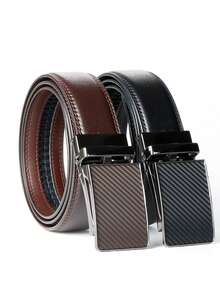 Genuine Leather Ratchet Belt For Men - Adjustable Automatic Buckle , Alloy Buckle, High-Quality Leather Panel Autumn-Winter Accessories,Suitable For Teens, Youth,Men,Casual, Outdoor, Athletic, Vacation, Graduation Gifts, Birthday, Daily Wear