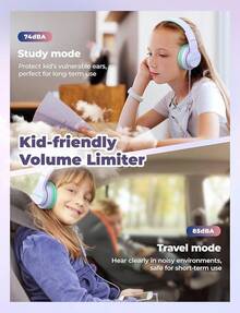IClever HS19 Kids Headphones With Microphone School,  Volume Limited, Over-Ear Girls Boys Headphones Kids With Shareport, Foldable Wired/Travel (Pink)