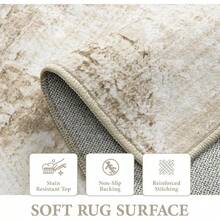 Large Washable 6x9 Area Rug: Boho Moroccan Geometric Neutral, Non-Slip Foldable Indoor Floor Carpet For Living Room, Bedroom, Dining Table - Beige, 6X9 - Krem Netral - View 3