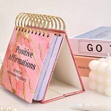 ICCEEMEE 365 Days Positive Affirmations Desk Calendar Pink 2025 Standing Flip Desktop Calendar With Inspirational Quotes Color Inner Pages For Decor Portable Punch Plan School Home Office Desk Decor Daily Planner