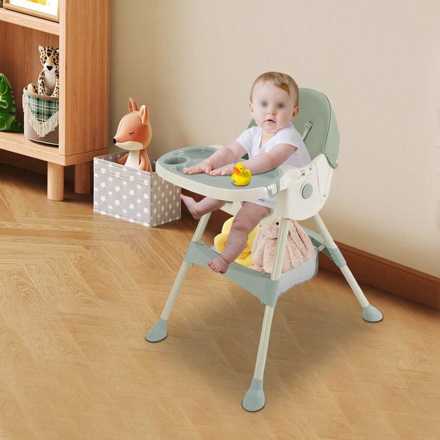 WUPYI 3-in-1-Hochstuhl in Mintgrün Für Kinder Mit Essteller Und 4 Rädern, Kombi-Hochstuhl, Wächst Mit Ihrem Kind Mit, Essstuhl Für Kinder Ab 6 Monaten Und Kleinkinder,Babygeschenk