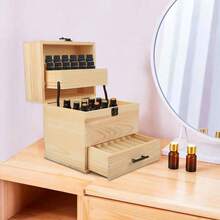 Three-Layer Telescopic Essential Oil Box, Wooden Essential Oil Box, Essential Oil Storage Box For Aromatherapy, 3-Layer Wooden Storage Box, Suitcase Storage Box For Travel And Display - 22 X 18.5 X 24 Cm - Màu gỗ - Xem 4