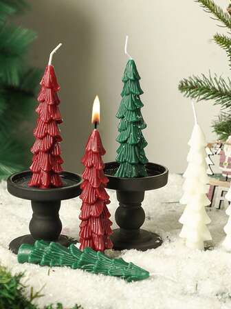 Velas perfumadas de Navidad, con forma realista de árbol de Navidad, decoración del hogar, velas festivas navideñas para fiestas de Navidad, velas para celebración de Año Nuevo, ideales para decoración navideña, decoración de habitaciones, decoraciones navideñas de invierno, regalos de Navidad, decoración navideña