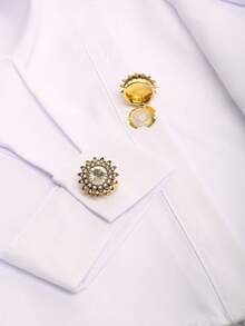 مجموعة من 2 غطاء أزرار أساور القميص، أزرار مرصعة بالراين بطراز باروك لفساتين النساء، صناديق أزرار زخرفية، أزرار أكمام فاخرة للبدلات والملابس الأنيقة بدون خياطة، هدايا للمناسبات