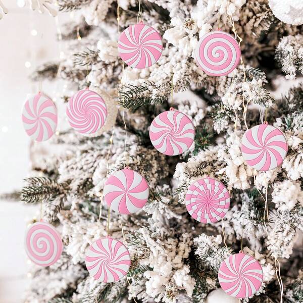 8/16 Pcs Pink Candy Christmas Tree Ornaments PVC Xmas Candy Ornament Pink Christmas Hanging Decors Birthday Party Decoration Crafts For Holiday Xmas Tree Party,Christmas Tree,Santa Claus,Christmas Decorations,Gingerbread House,Christmas Gifts Christmas Tree Hangings,Christmas Gifts