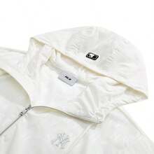 MLB جاكيت رجالي ونسائي منسوج بغطاء رأس، بتصميم كلاسيكي أحادي اللون، من JQD WINDBREAK، ملابس رياضية، ملابس خارجية بسيطة، بلوزة كاجوال 3AWJM0453-50IVS