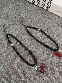 Colgante de teléfono, colgante de bolso, llavero, decoración de estuche de auriculares con forma de cereza de nicho