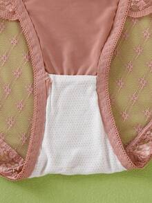 4 Stücke Damen Unterhosen mit mittlerer Taille, Spitze Patchwork, glatt und sexy mit dekorativen Verzierungen, weich & bequem, Damen Unterwäsche aus Nylon-Mischgewebe