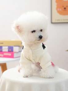 1pc Pet Clothes, Dog/Cat Outfit, Poodle, Teddy, Small Dog/Puppy, Happy Puppy/Kitten, Casual Fashion Cute Comfortable Summer Bib Pants - Coral Pink