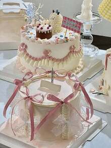 10pcs Ribbon Bow Cake Decorations, Silk Cake Skirt, Graduation Cake Toppers, Birthday Party Table Decorations,Birthday Cake Topper Balletcore Birthday Cake Topper Black Bow Ribbon Cake Decoration For Birthday Shower Wedding Party - Multicolor - View 13