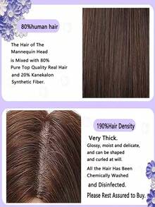 带真人头发的模特头 80% 26 英寸头发模特头，可在娃娃头上练习发型设计，配有夹子和工具，美容模特头（#4 无化妆） - 紫紅色 - 查看 5