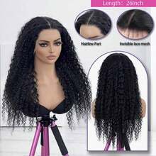 13x6 13x4 Deep Wave Lace Front Wigs Human Blended Hair 200% Density 26 Inch Curly Wig For Women Natural Black HD Transparent Lace 5x5 Glueless Frontal Wigs Hair Pre Plucked With Baby Hair - Natural & Black - View 3