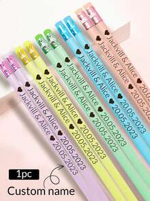 10 支定制雕刻文字铅笔、返校用品、个性化铅笔、定制铅笔个性化批量、可定制雕刻铅笔、19 厘米/7.5 英寸、5 种颜色：绿色/蓝色/黄色/紫色/白色、可擦除铅笔、带橡皮擦的素描铅笔、5 美元以下的便宜货、有趣的笔 - 彩色 - 查看 4