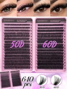 544/640 Stücke D-Curl Flauschige Künstliche Wimpern, Hohe Kapazität, Geeignet zum Erstellen von dichtem, flauschigem und natürlichem Augen-Make-up, DIY Make-up Zuhause, Großes Einzelwimpern Buch, Geeignet für Anfänger, Einsteiger, Make-up Künstler, Weich und langanhaltend, Kann DIY Fuchsaugen/Katzenaugen Make-up, Segmentierte Wimpernverlängerung - D - Übersicht 4