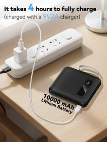 1个10000mAh 10W便携式移动电源，1个输入端口和3个输出端口，带充电器输出保护，兼容Type-C/Lightning/Micro充电输出接口 - 彩色 - 查看 4