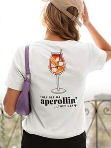 Funny Aperol T-Shirt Saying Alcohol  Aperol Spritz Fan Shirt Tail Party Motto Shirt Festival Day Bachelor Party 220G Heavyweight Cotton Women's Top – Crafted From Premium Thick Cotton With A Soft Yet Durable Feel, Delivering Breathable Comfort From Morning To Night. Perfect For Everyday Wear, Travel, Casual Outings, Sports, Or Layering During Cooler Days. A Versatile And Fashionable Choice For Street Style, Relaxing At Home, Or Staying Active Outdoors. - 白3 - 查看 1