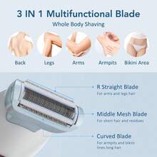 Elektrischer Rasierer für Damen, schmerzfreier Multifunktions-Rasierer für Frauen zum Entfernen von Haaren an Bikinizone, Achseln und Beinen, mit Ladestation, für Nass- und Trockenanwendung, 400mAh