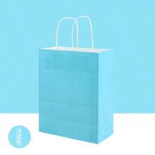 12 pungi mici de cadouri albastru deschis, de 20 cm, cu mâner, pungă de hârtie kraft, pentru cadouri de petrecere, pentru ziua de naștere, sezonul nunților, ziua de naștere, Ziua Îndrăgostiților, sezonul nunților, decor pentru burlăcițe, cadouri pentru burlăcițe, petrecere a burlăcițelor, cadouri pentru petrecerea burlăcițelor, cadouri de nuntă pentru invitați, articole pentru festivalul de Halloween, decorațiuni de Halloween, decorațiuni de Crăciun.