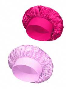 2Pcs Bonnet For Women Solid Hair Bonnet Silk Bonnet Satin Bonnet Breathable Soft Perfect For Sleeping And Hair Care Hair Sleep Cap - Multicolor - View 16